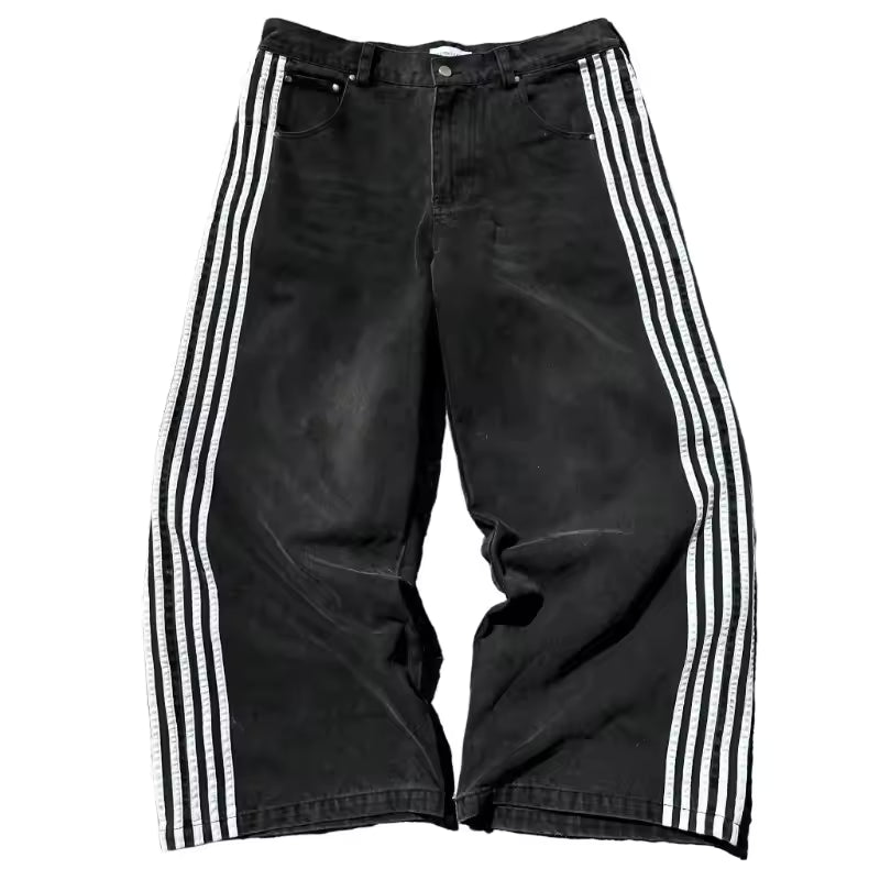 Striped Baggy Denim Jeans