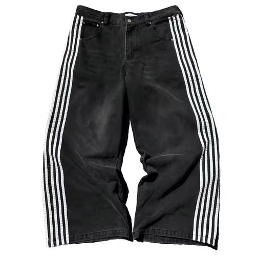 Striped Baggy Denim Jeans