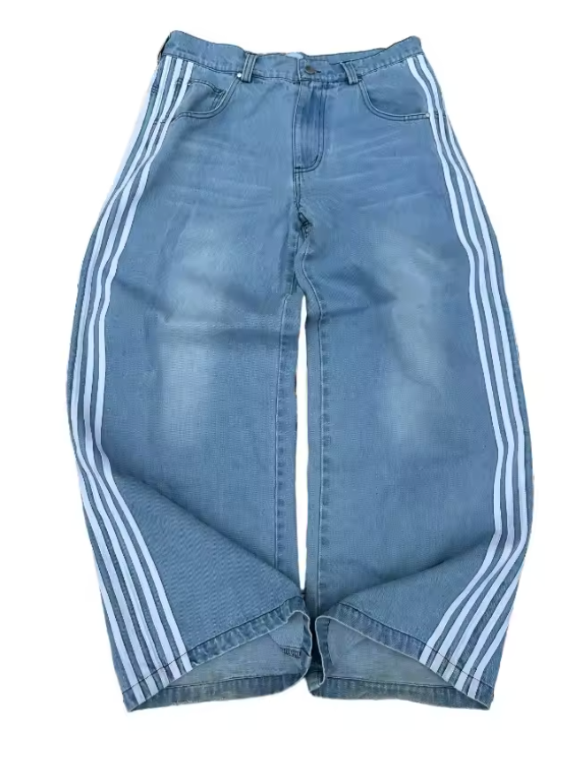 Striped Baggy Denim Jeans